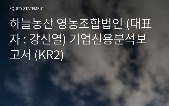 하늘농산 영농조합법인 기업신용분석보고서 (KR2)