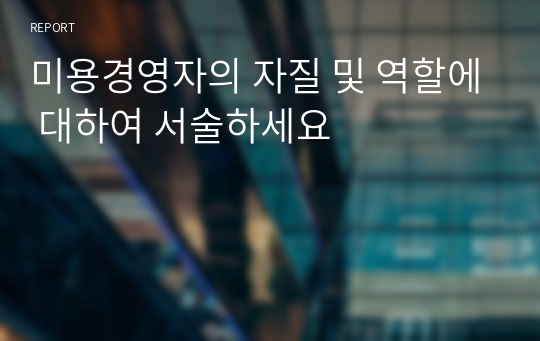 미용경영자의 자질 및 역할에 대하여 서술하세요