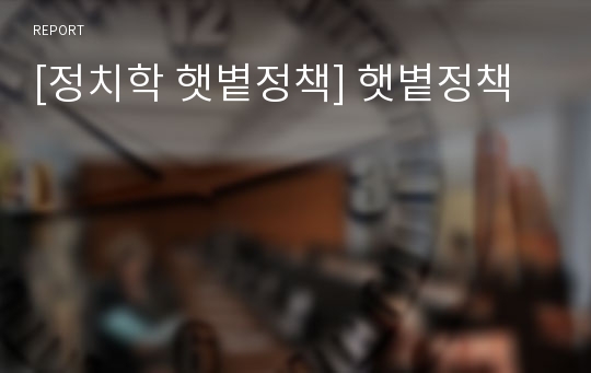 [정치학 햇볕정책] 햇볕정책