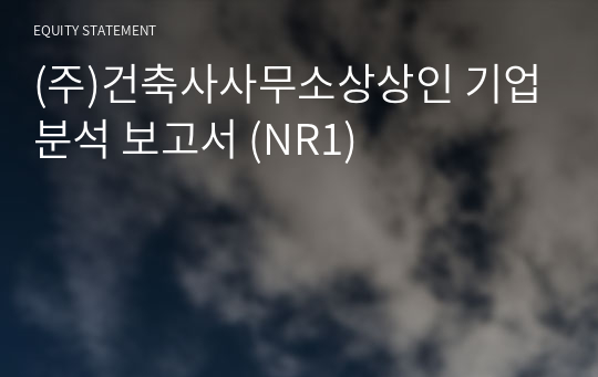 (주)건축사사무소상상인 기업분석 보고서 (NR1)