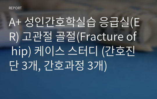 A+ 성인간호학실습 응급실(ER) 고관절 골절(Fracture of hip) 케이스 스터디 (간호진단 3개, 간호과정 3개)