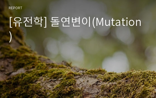 [유전학] 돌연변이(Mutation)