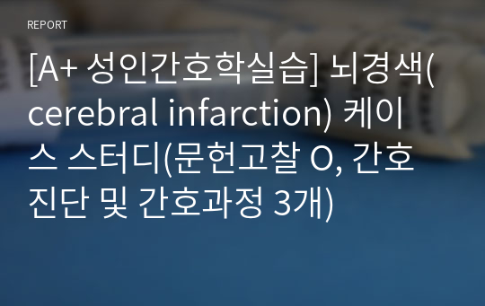 [A+ 성인간호학실습] 뇌경색(cerebral infarction) 케이스 스터디(문헌고찰 O, 간호진단 및 간호과정 3개)