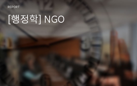 [행정학] NGO