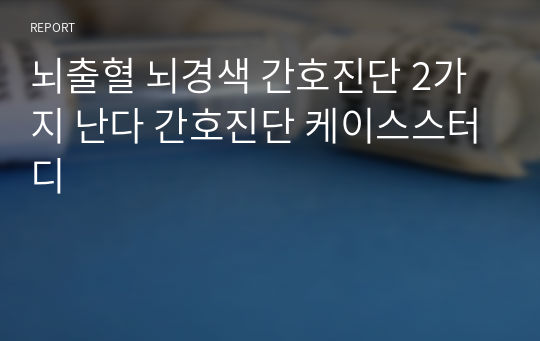 뇌출혈 뇌경색 간호진단 2가지 난다 간호진단 케이스스터디