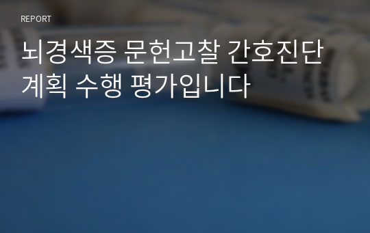 뇌경색증 문헌고찰 간호진단 계획 수행 평가입니다