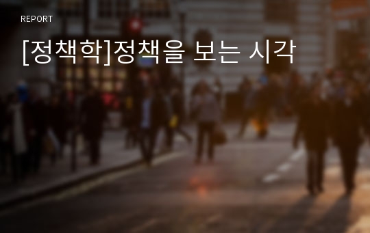 [정책학]정책을 보는 시각