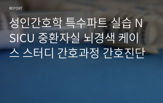 성인간호학 특수파트 실습 NSICU 중환자실 뇌경색 케이스 스터디 간호과정 간호진단