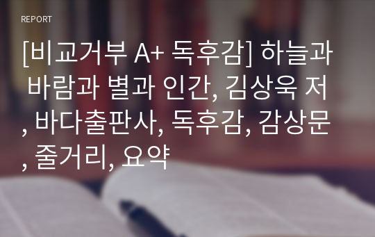 [비교거부 A+ 독후감] 하늘과 바람과 별과 인간, 김상욱 저, 바다출판사, 독후감, 감상문, 줄거리, 요약