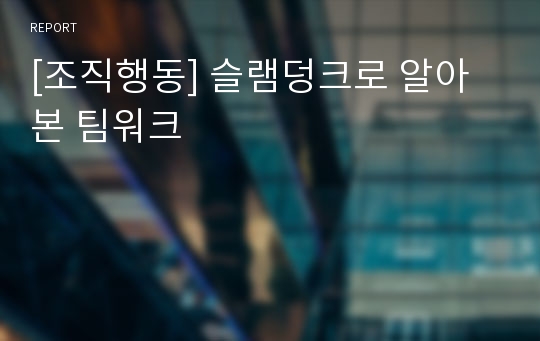 [조직행동] 슬램덩크로 알아본 팀워크