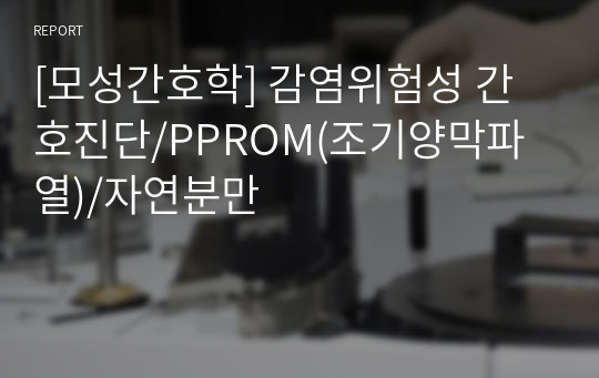 [모성간호학] 감염위험성 간호진단/PPROM(조기양막파열)/자연분만