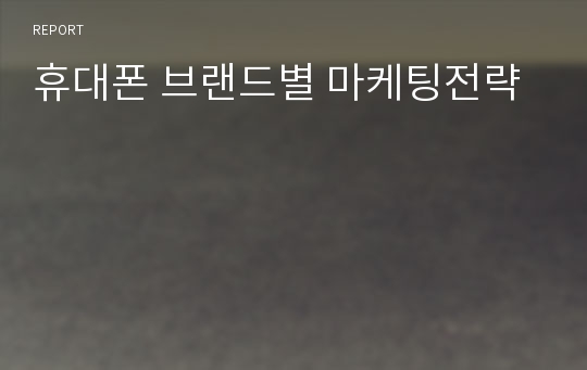 휴대폰 브랜드별 마케팅전략