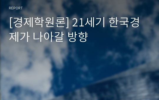 [경제학원론] 21세기 한국경제가 나아갈 방향