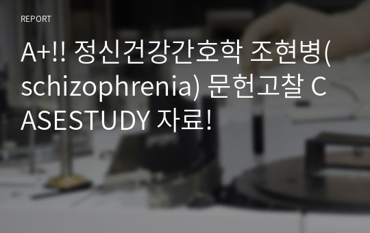 A+!! 정신건강간호학 조현병(schizophrenia) 문헌고찰 CASESTUDY 자료!