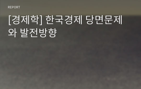 [경제학] 한국경제 당면문제와 발전방향