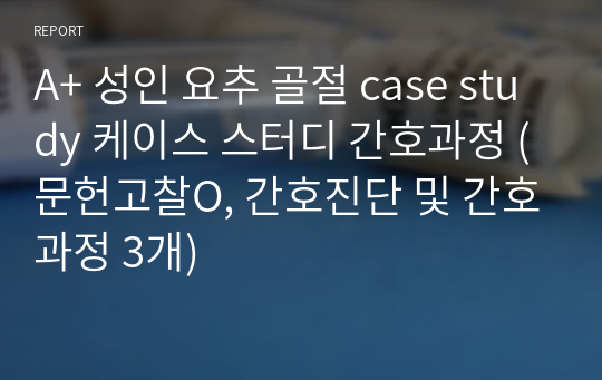 A+ 성인 요추 골절 case study 케이스 스터디 간호과정 (문헌고찰O, 간호진단 및 간호과정 3개)