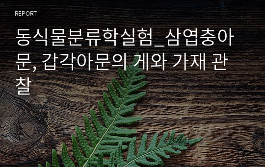 동식물분류학실험_삼엽충아문, 갑각아문의 게와 가재 관찰