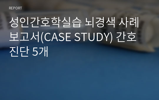 성인간호학실습 뇌경색 사례보고서(CASE STUDY) 간호진단 5개