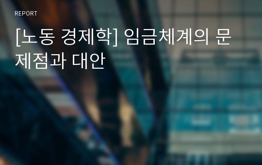 [노동 경제학] 임금체계의 문제점과 대안