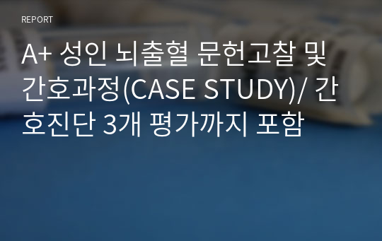 A+ 성인 뇌출혈 문헌고찰 및 간호과정(CASE STUDY)/ 간호진단 3개 평가까지 포함