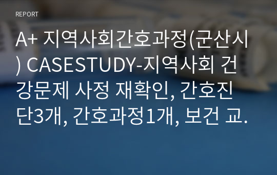 A+ 지역사회간호과정(군산시) CASESTUDY-지역사회 건강문제 사정 재확인, 간호진단3개, 간호과정1개, 보건 교육프로그램 개발 및 수행