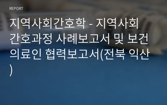 지역사회간호학 - 지역사회 간호과정 사례보고서 및 보건의료인 협력보고서(전북 익산)