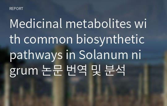 Medicinal metabolites with common biosynthetic pathways in Solanum nigrum 논문 번역 및 분석