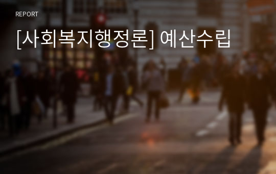 [사회복지행정론] 예산수립