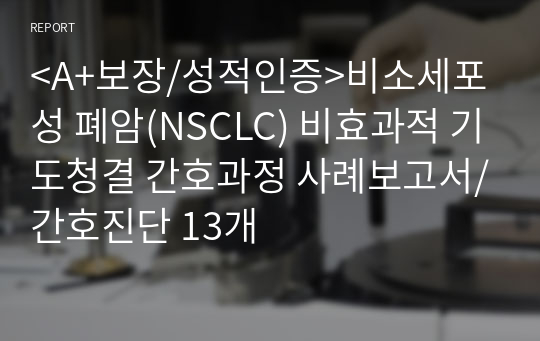 &lt;A+보장/성적인증&gt;비소세포성 폐암(NSCLC) 비효과적 기도청결 간호과정 사례보고서/간호진단 13개