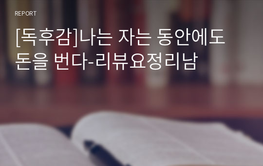 [독후감]나는 자는 동안에도 돈을 번다-리뷰요정리남