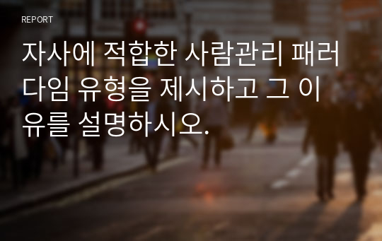 자사에 적합한 사람관리 패러다임 유형을 제시하고 그 이유를 설명하시오.