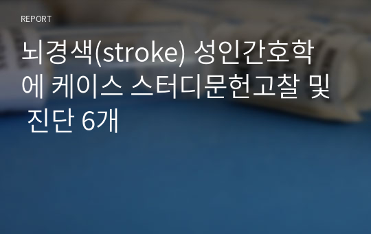 뇌경색(stroke) 성인간호학에 케이스 스터디문헌고찰 및 진단 6개