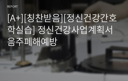 [A+][칭찬받음][정신건강간호학실습] 정신건강사업계획서 음주폐해예방