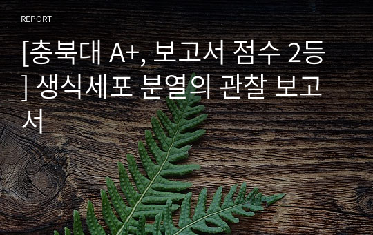 [충북대 A+, 보고서 점수 2등] 생식세포 분열의 관찰 보고서