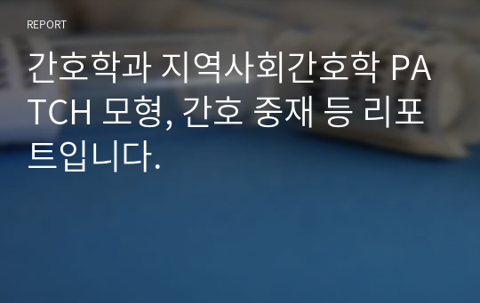 간호학과 지역사회간호학 PATCH 모형, 간호 중재 등 리포트입니다.