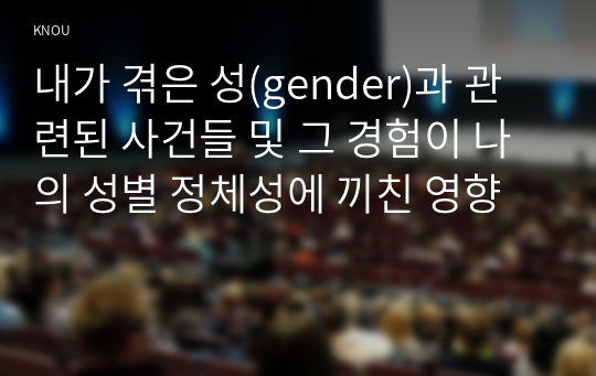 내가 겪은 성(gender)과 관련된 사건들 및 그 경험이 나의 성별 정체성에 끼친 영향