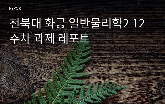 전북대 화공 일반물리학2 12주차 과제 레포트