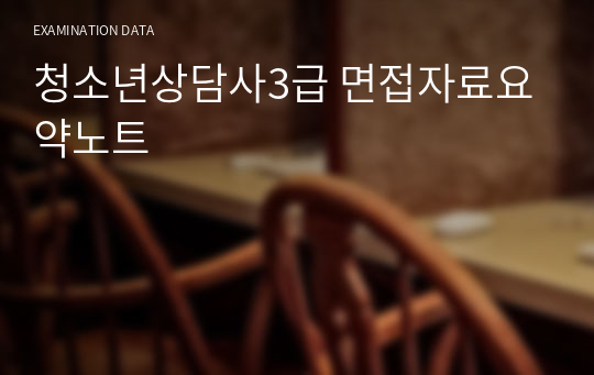 청소년상담사3급 면접자료요약노트