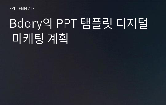 Bdory의 PPT 탬플릿 디지털 마케팅 계획