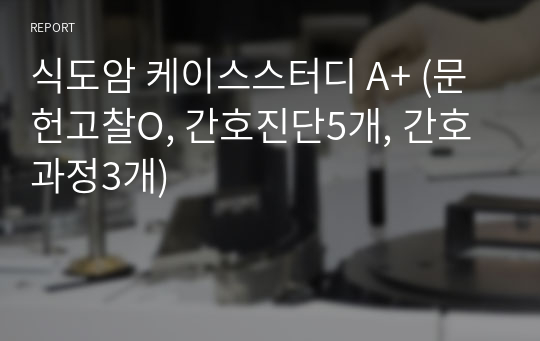 식도암 케이스스터디 A+ (문헌고찰O, 간호진단5개, 간호과정3개)