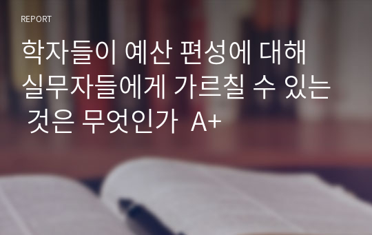 학자들이 예산 편성에 대해 실무자들에게 가르칠 수 있는 것은 무엇인가  A+