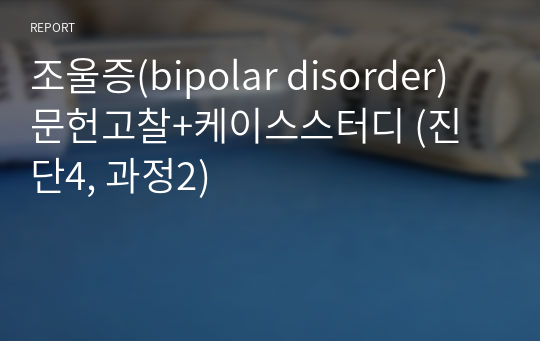 조울증(bipolar disorder) 문헌고찰+케이스스터디 (진단4, 과정2)