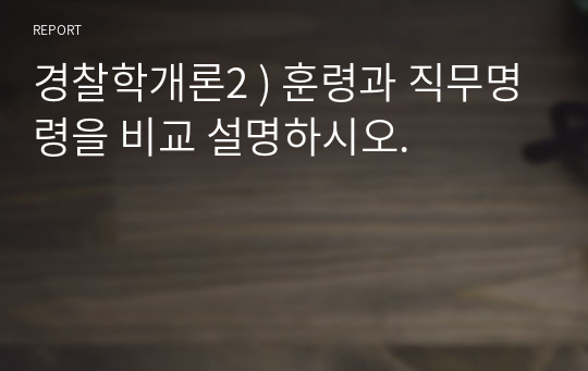 경찰학개론2 ) 훈령과 직무명령을 비교 설명하시오.