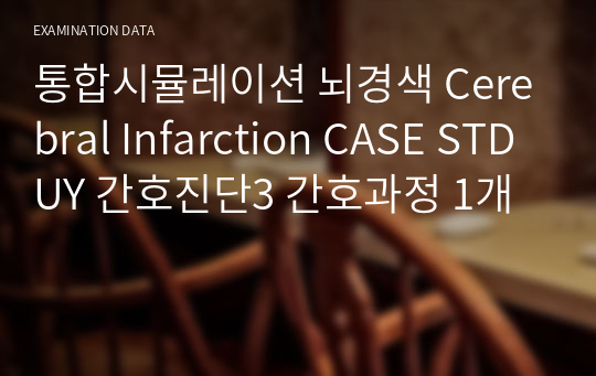 통합시뮬레이션 뇌경색 Cerebral Infarction CASE STDUY 간호진단3 간호과정 1개