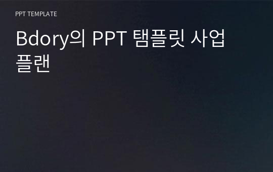 Bdory의 PPT 탬플릿 사업 플랜