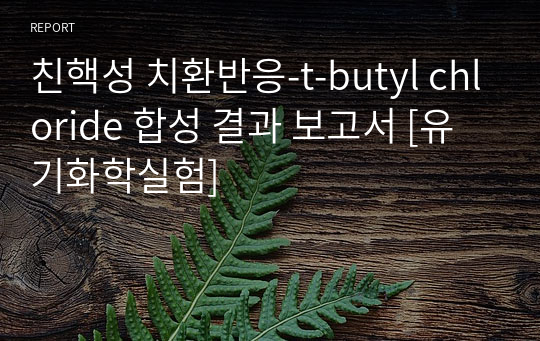 친핵성 치환반응-t-butyl chloride 합성 결과 보고서 [유기화학실험]