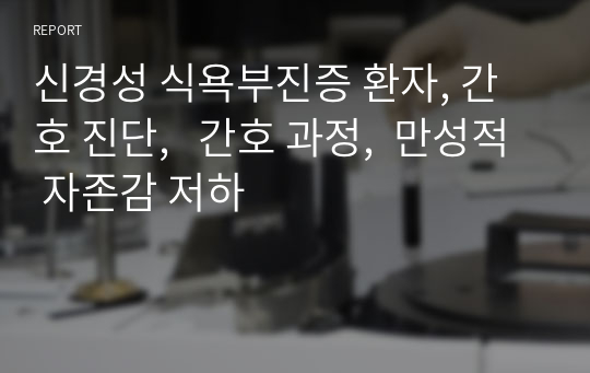 신경성 식욕부진증 환자, 간호 진단,   간호 과정,  만성적 자존감 저하