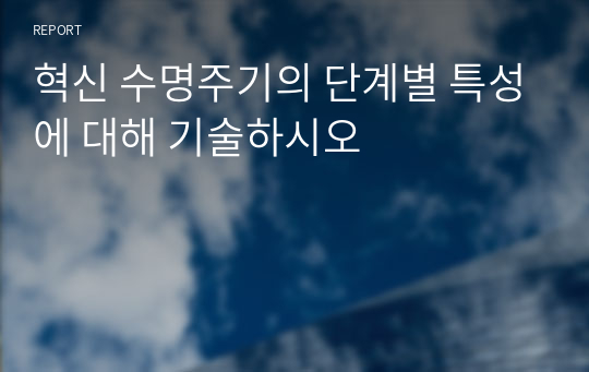 혁신 수명주기의 단계별 특성에 대해 기술하시오