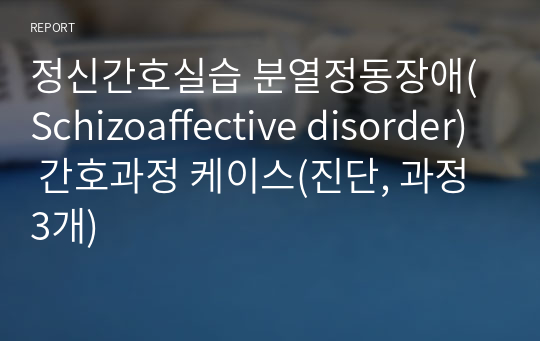 정신간호실습 분열정동장애(Schizoaffective disorder) 간호과정 케이스(진단, 과정 3개)