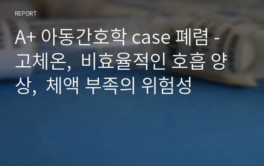 A+ 아동간호학 case 폐렴 - 고체온,  비효율적인 호흡 양상,  체액 부족의 위험성